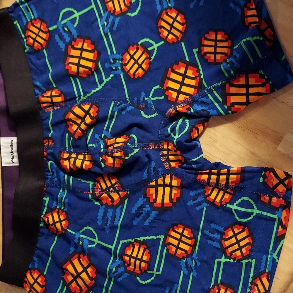 NEW MeUndies Blue Pixelated Basketball Boxer Briefs Medium